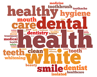 Illustration showing word cloud for Dental Hygiene